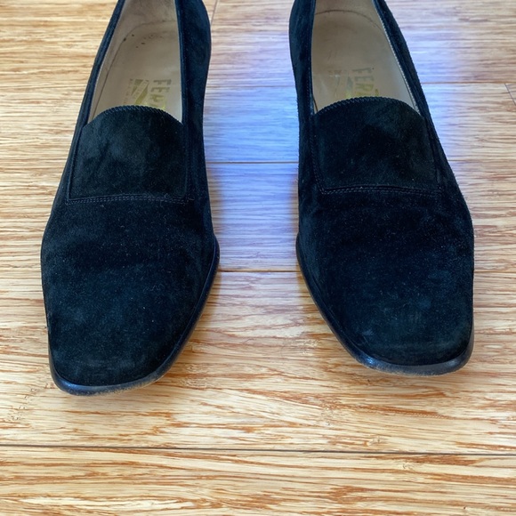 Vintage Salvatore Ferragamo Florence Made in Italy Suede Black Loafers - Picture 3 of 8